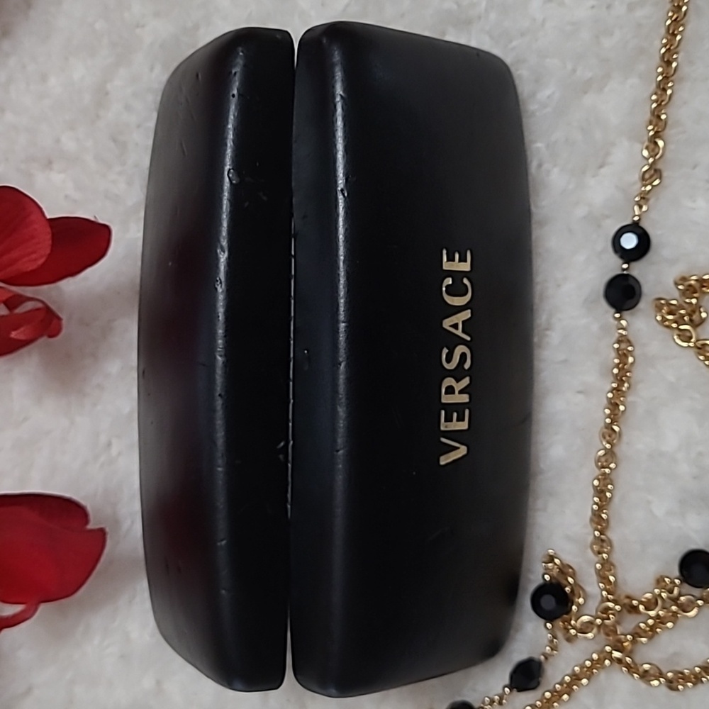 Versace Sunglasses Case Clamshell Hard Black Eyeglass Eyewear New Cleaning Cloth - Picture 11 of 11